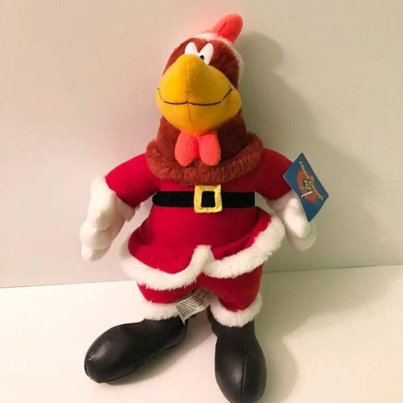 Vtg 1997 ACE Looney Tunes  Foghorn Leghorn Plush 11 Inch Stuffed Plush Toy Santa - Picture 11 of 16